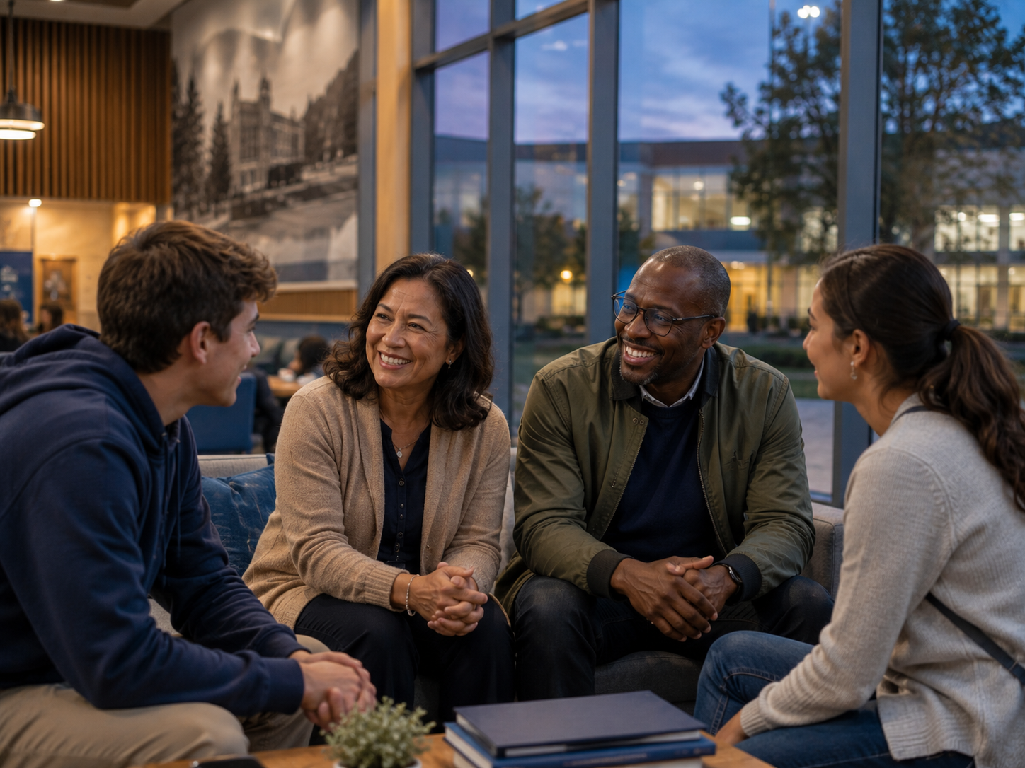 Alumni connecting with younger members of the school community